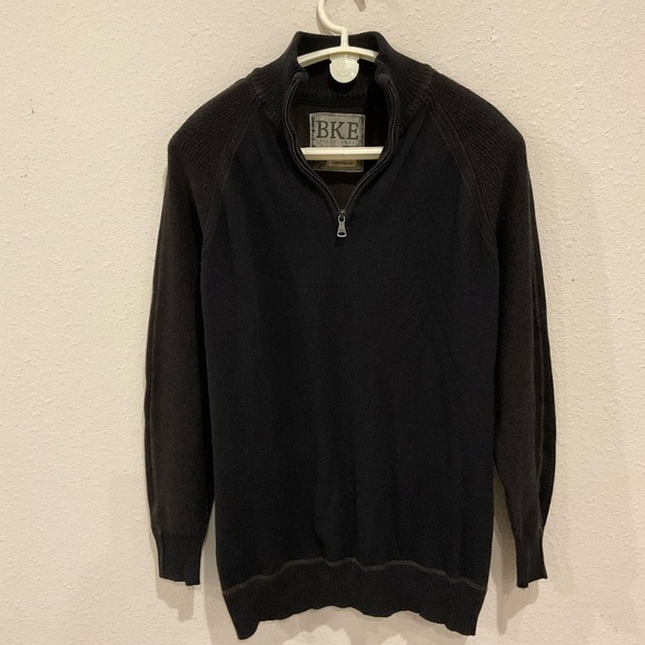 BKE Burnout 1/4 Zip Sweater Athletic Fit Black Cotton/Acrylic Men’s Size Large - Picture 1 of 9